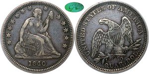 GFRC Open Set Registry - Dale Miller 1840 Seated With Drapery 25C