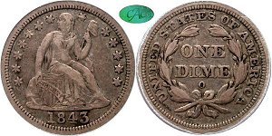 GFRC Open Set Registry - Dale Miller 1843 Seated  10C