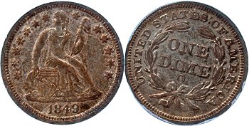 GFRC Open Set Registry - Coulombe Family 1849 Seated  10C