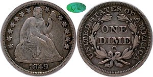 GFRC Open Set Registry - Dale Miller 1849 Seated  10C