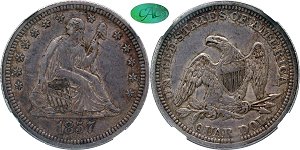 GFRC Open Set Registry - Badger Mountain 1840-1853 Seated With Drapery, Observe Type 1 25C