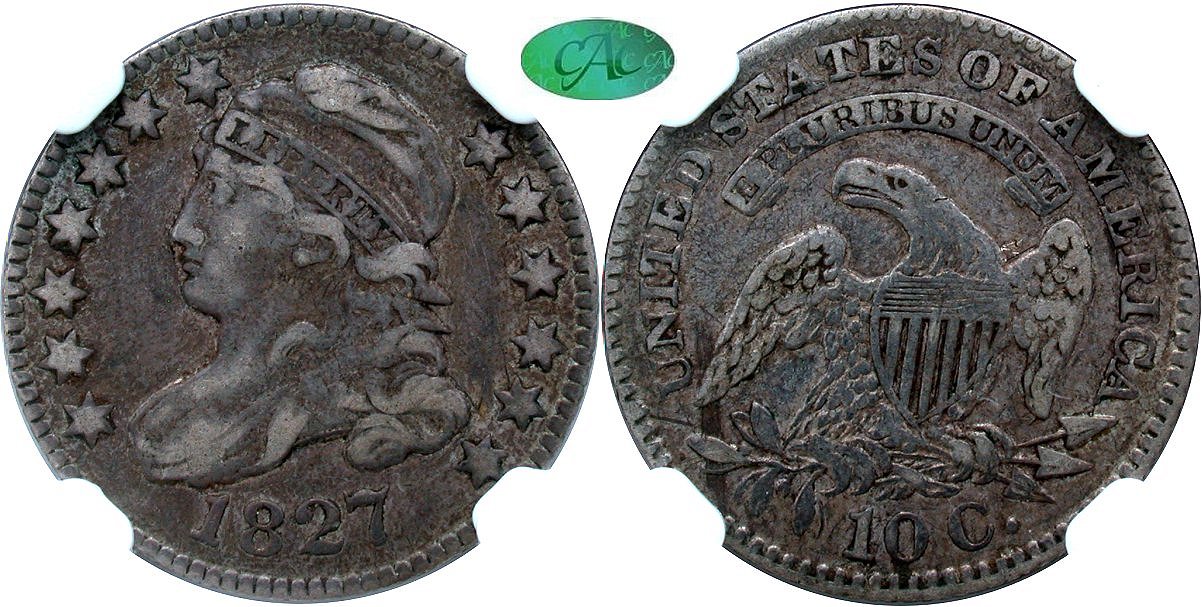 Capped Bust 10C 1827