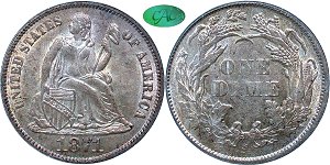 GFRC Open Set Registry - Dallas 1871 Seated  10C