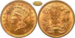 GFRC Open Set Registry - Matthew Yamatin 1856 - 1889 Gold Type 3 Indian Princess G$1
