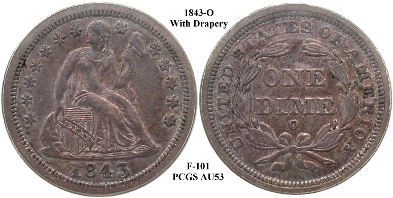 GFRC Open Set Registry - Gerry Fortin 1843 Seated  10C