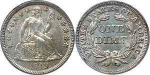 GFRC Open Set Registry - Coulombe Family 1849 Seated  10C