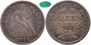 GFRC Open Set Registry - Coulombe Family 1844 Seated  10C