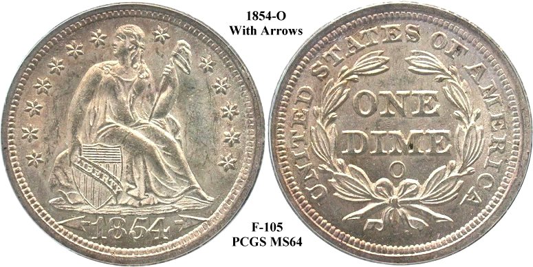 GFRC Open Set Registry - Gerry Fortin 1854 Seated With Arrows 10C