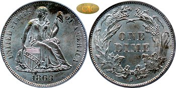 GFRC Open Set Registry - Gerry Fortin 1863 Seated  10C