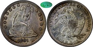 GFRC Open Set Registry - Pikes Peak 1891 Seated  25C