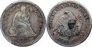 GFRC Open Set Registry - Civil War 1864 Seated  25C