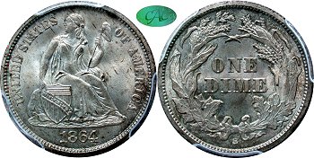 GFRC Open Set Registry - Gerry Fortin 1864 Seated  10C