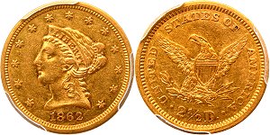 GFRC Open Set Registry - Civil War 1862 Gold Liberty G$2.5