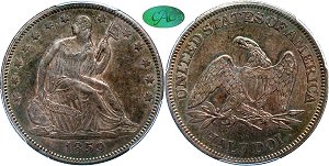 GFRC Open Set Registry - Seated Appalachians Halves 1859 Seated  50C