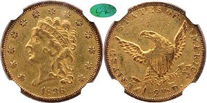 GFRC Open Set Registry - Alexandria 1834 - 1839 Gold Classic Head G$2.5