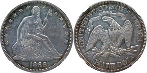 GFRC Open Set Registry - West Coast 1866 Seated With Motto 50C