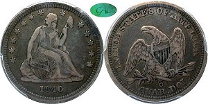 GFRC Open Set Registry - Iowa 1840 Seated With Drapery 25C