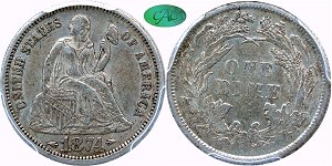 GFRC Open Set Registry - Piedmont 1874 Seated With Arrows 10C