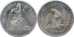 GFRC Open Set Registry - West Coast 1859 Seated  50C