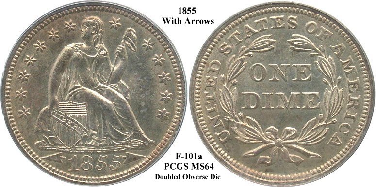 GFRC Open Set Registry - Gerry Fortin 1855 Seated With Arrows 10C
