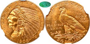 GFRC Open Set Registry - Scenic Lakeview 1908 Gold Indian G$2.5