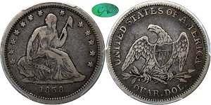 GFRC Open Set Registry - Iowa 1838 Seated No Drapery 25C