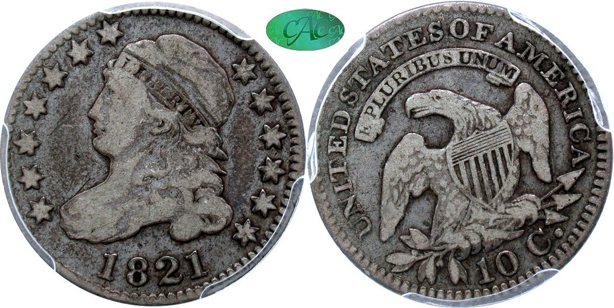 Capped Bust 10C 1821