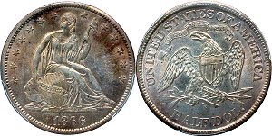 GFRC Open Set Registry - Civil War 1866 Seated With Motto 50C