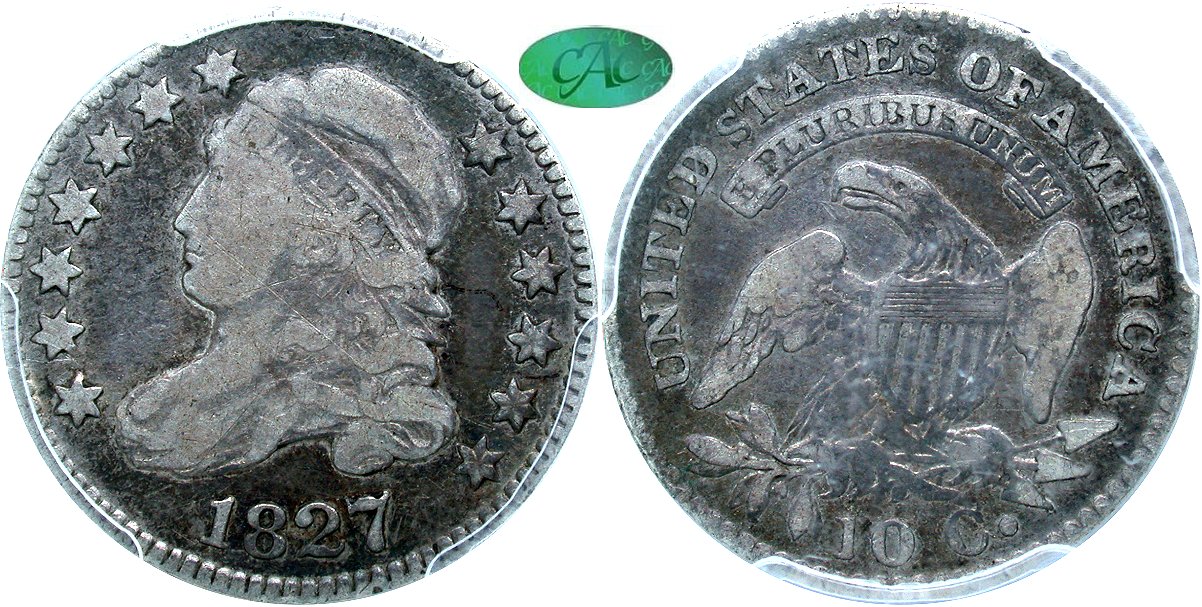 Capped Bust 10C 1827