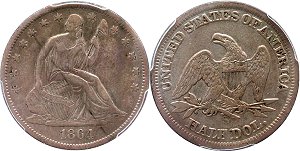 GFRC Open Set Registry - West Coast 1864 Seated  50C