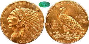 GFRC Open Set Registry - Alexandria 1908 - 1929 Gold Indian G$5