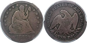 GFRC Open Set Registry - West Side 1855 Seated With Arrows 25C