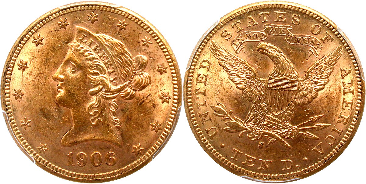 Gold G$10 1906S