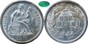 GFRC Open Set Registry - Gerry Fortin 1873 Seated No Arrows 10C