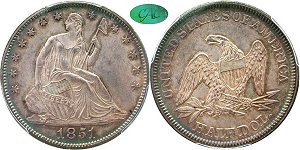 GFRC Open Set Registry - Oregon Beaver 1851 Seated  50C