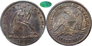 GFRC Open Set Registry - Oregon Beaver 1847 Seated  50C