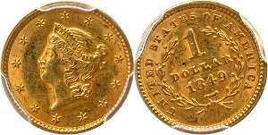 GFRC Open Set Registry - Piedmont 1849 - 1854 Gold Type 1 Liberty Head G$1
