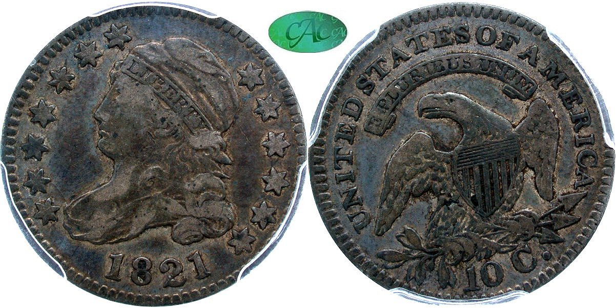 Capped Bust 10C 1821
