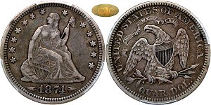 GFRC Open Set Registry - Iowa Collection III 1874 Seated With Arrrows 25C