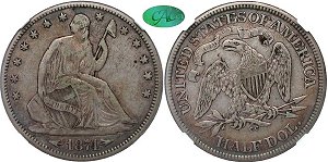 GFRC Open Set Registry - Oregon Beaver 1874 Seated  50C