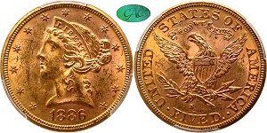 GFRC Open Set Registry - Hermit 1866 - 1908 Gold Liberty G$5
