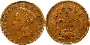 GFRC Open Set Registry - Civil War 1854 - 1889 Gold Princess G$3