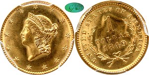 GFRC Open Set Registry - LABELMAN87 1849 Gold Type 1 Liberty Head G$1