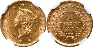 GFRC Open Set Registry - Seated Appalachians Halves 1849 - 1854 Gold Type 1 Liberty Head G$1