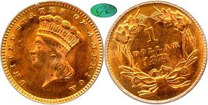 GFRC Open Set Registry - LABELMAN87 1856 - 1889 Gold Type 3 Indian Princess G$1