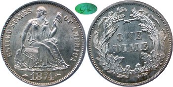 GFRC Open Set Registry - Gerry Fortin 1874 Seated With Arrows 10C
