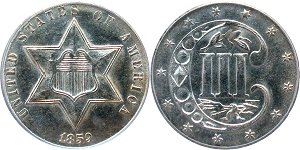 GFRC Open Set Registry - Sacandaga 1859 Three Cent Silver  3C