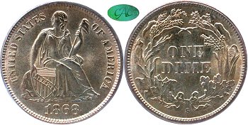 GFRC Open Set Registry - Gerry Fortin 1868 Seated  10C