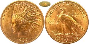 GFRC Open Set Registry - Matthew Yamatin 1908 - 1933 Gold Indian G$10