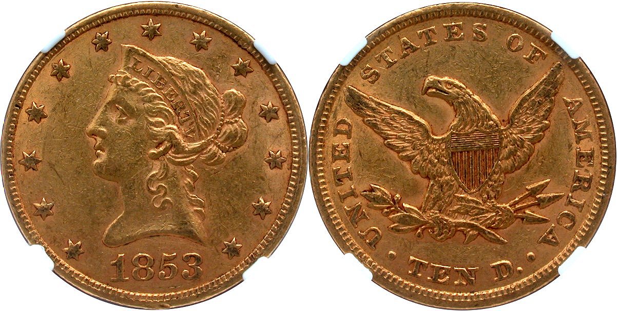 Gold G$10 1853